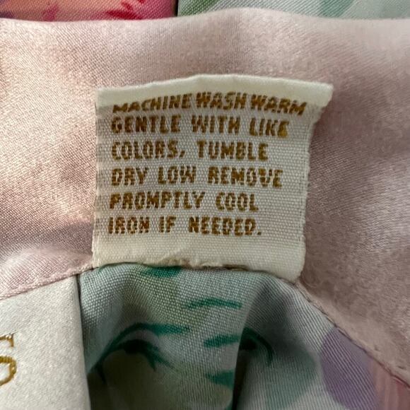 Vintage Victorias Secret Gold Label Pink Floral Satin Sleep Shirt M Long Sleeve - Picture 5 of 5